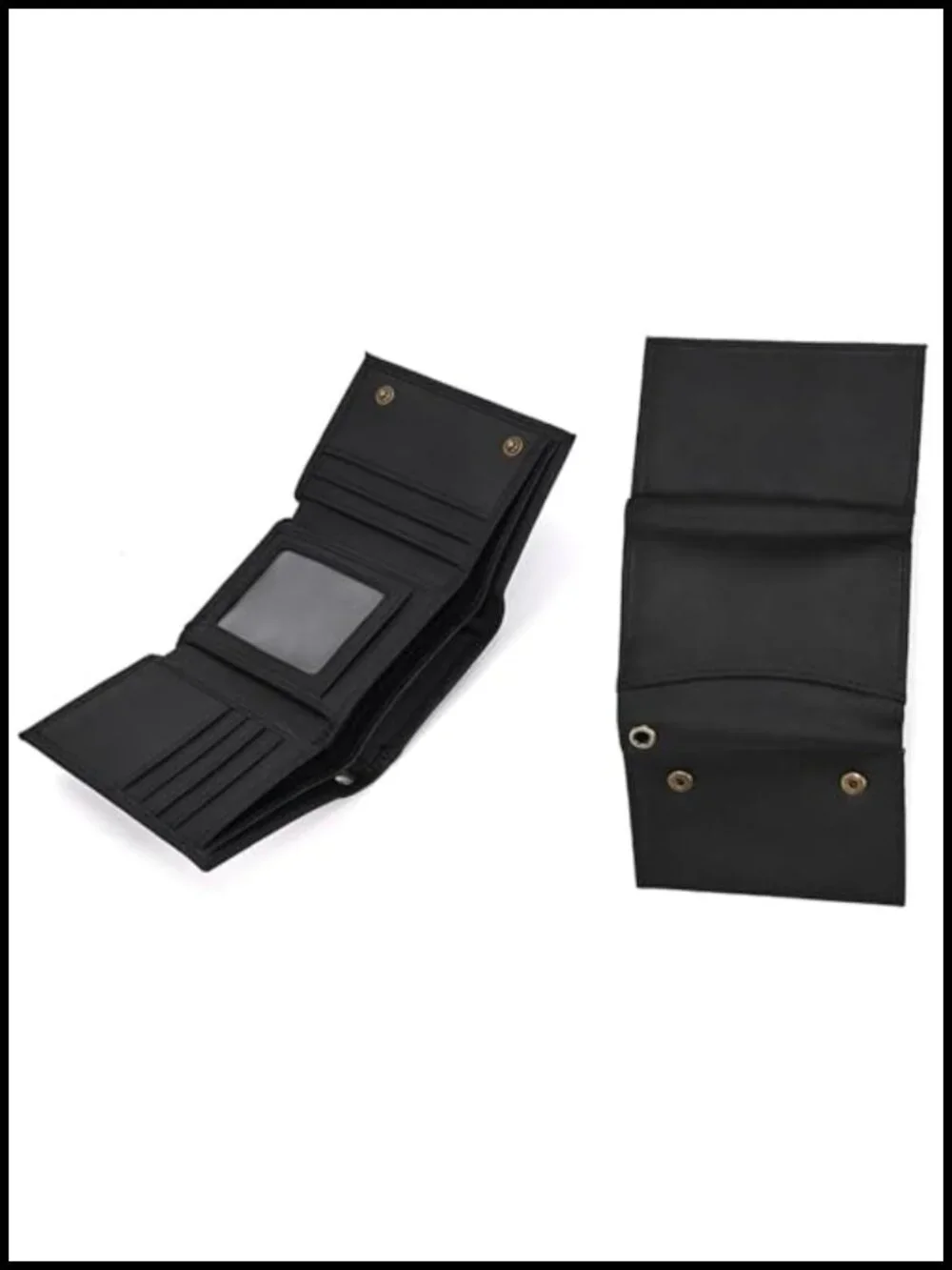 Genuine Leather Trifold Wallet with Metal Chain for Men - RFID Blocking Card
